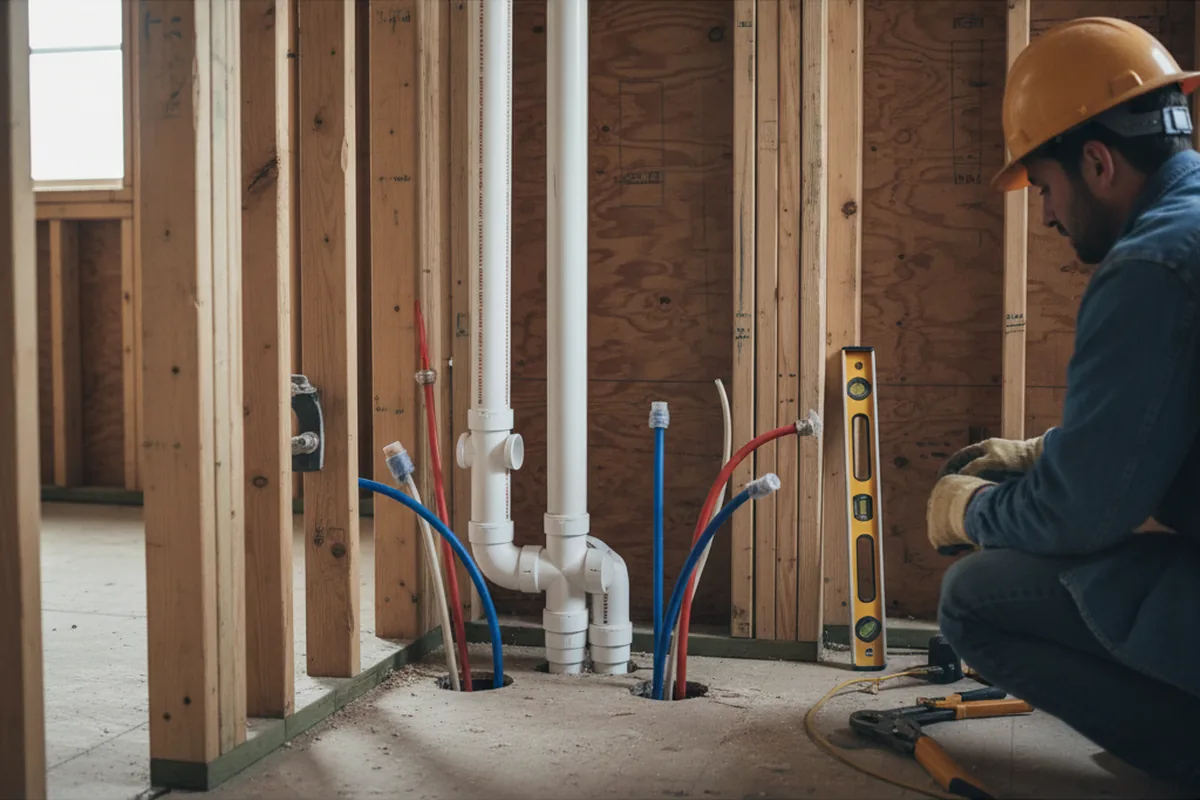 Drain and supply rough-in during Toilet Repair and Installation in Oak Creek